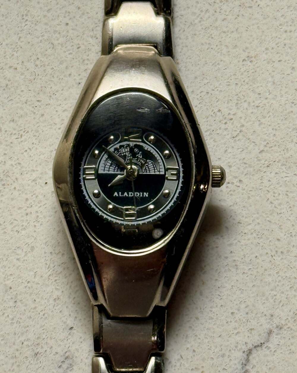 Aladdin Ladies Silver Tone Stainless Steel Analog Quartz Wristwatch